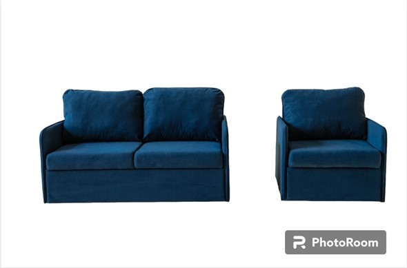 Комплект мебели Амира синий диван + кресло в Архангельске - изображение