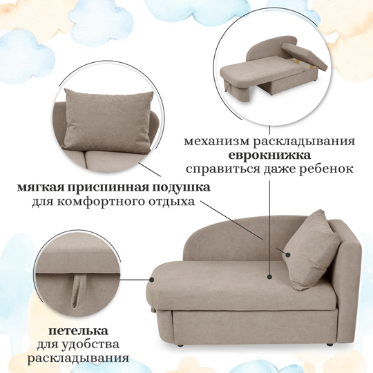 Мягкий диван правый Тедди бежевый в Архангельске - изображение 17