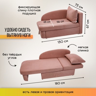 Мягкий диван правый Тедди розовый в Архангельске - изображение 9