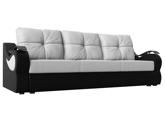 Прямой диван Меркурий еврокнижка, Белый/черный (экокожа) в Архангельске - изображение