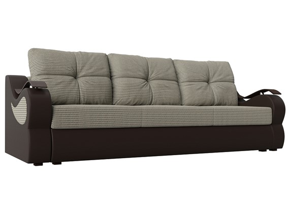 Прямой диван Меркурий еврокнижка, Корфу 02 (рогожка)/коричневый (экокожа) в Архангельске - изображение