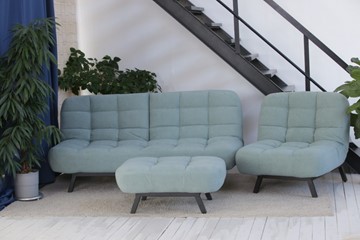 Комплект мебели Абри цвет мята кресло + диван + пуф опора металл в Архангельске