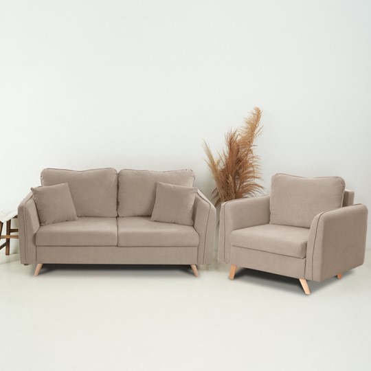 Комплект мебели Бертон бежевый диван+ кресло в Архангельске - изображение 1