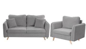 Комплект мебели Бертон серый диван+ кресло в Архангельске - предосмотр