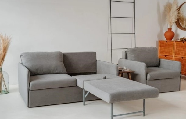 Комплект мебели Амира серый диван + кресло в Архангельске - изображение 4