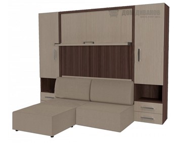 Шкаф-кровать Кровать-трансформер Smart (ШЛ+КД 1400+ШП+Пуф), 2 шкафа, без подлокотников в Архангельске