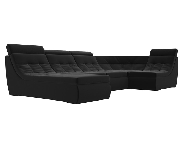 Модульный П-образный диван Холидей люкс, Черный (микровельвет) в Архангельске - изображение 4