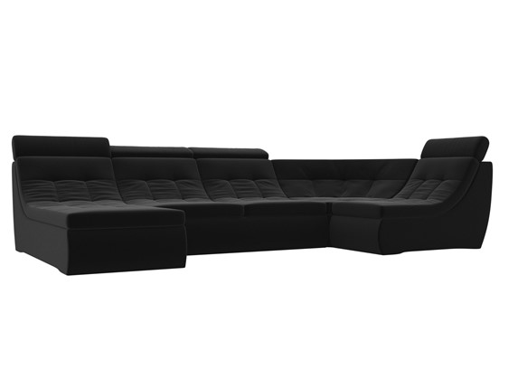 Модульный П-образный диван Холидей люкс, Черный (микровельвет) в Архангельске - изображение