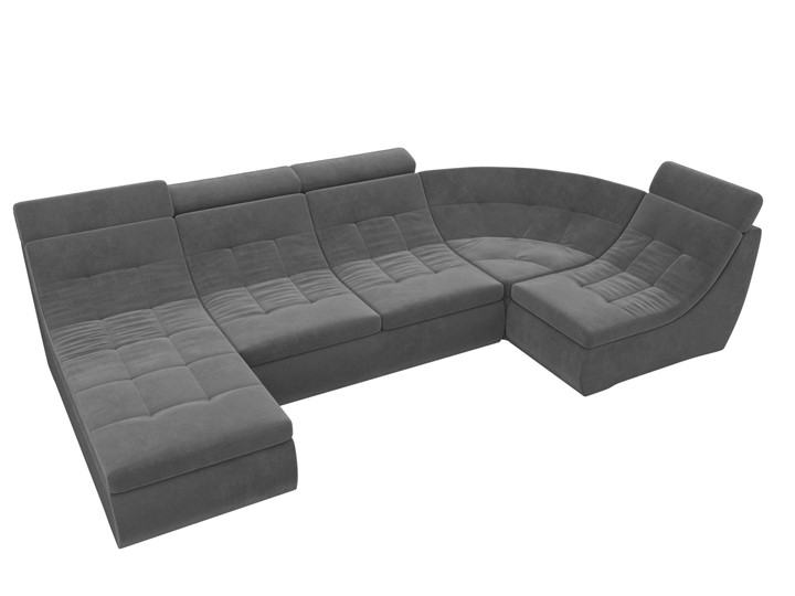 Модульный П-образный диван Холидей люкс, Серый (велюр) в Архангельске - изображение 5