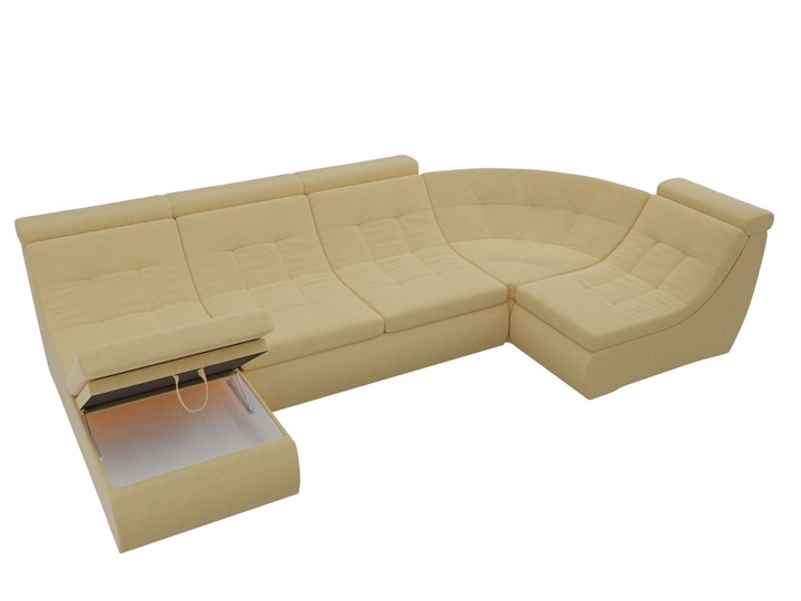 Модульный П-образный диван Холидей люкс, Желтый (микровельвет) в Архангельске - изображение 7