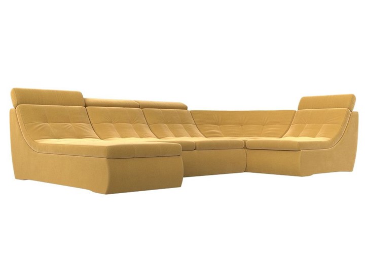 Модульный П-образный диван Холидей люкс, Желтый (микровельвет) в Архангельске - изображение