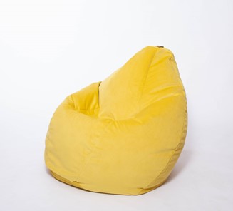 Кресло-мешок Груша среднее, велюр однотон, лимонное в Архангельске - предосмотр