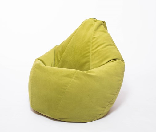 Кресло-мешок Груша среднее, велюр однотон, травянное в Архангельске - изображение