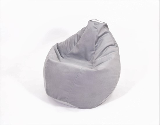 Кресло-мешок Груша малое, велюр однотон, серое в Архангельске - изображение
