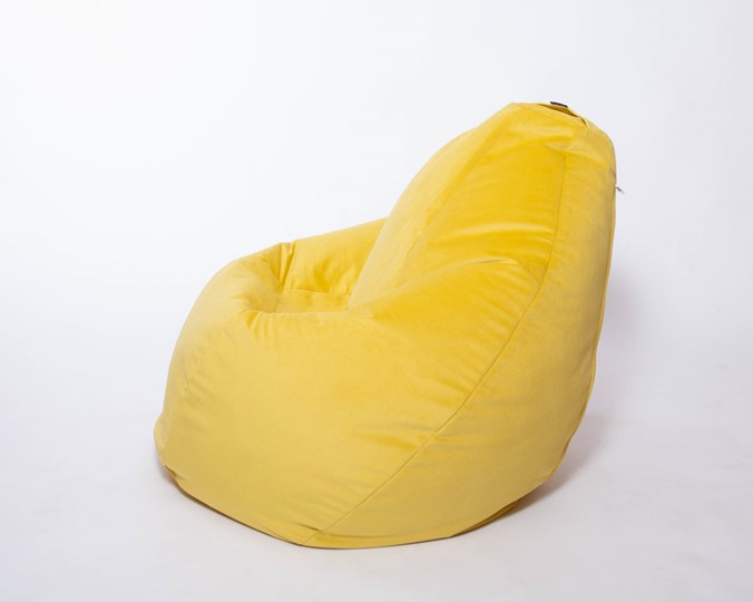 Кресло-мешок Груша среднее, велюр однотон, лимонное в Архангельске - изображение 1