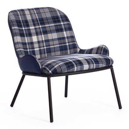 Кресло DUKEN (mod. 0179322) металл/ткань, 79х59х66 см, синий/синяя шотландка/черный в Архангельске - изображение