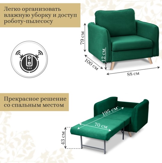 Кресло мягкое Бертон изумрудный в Архангельске - изображение 5