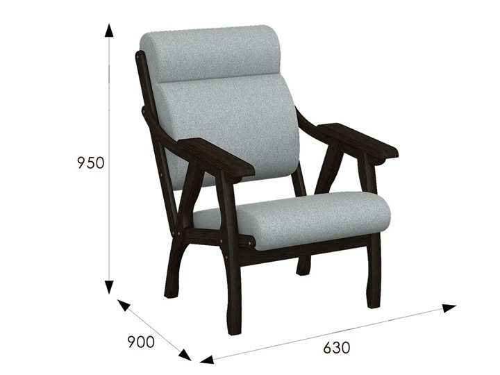 Кресло мягкое Вега 10 ткань серый, каркас венге в Архангельске - изображение 6