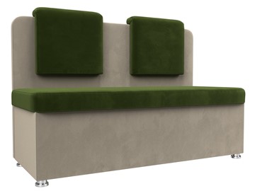 Прямой кухонный диван Маккон 2-х местный, Зеленый/Бежевый (микровельвет) в Архангельске - предосмотр