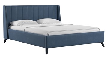 Двуспальная кровать с механизмом Мелисса 160,арт. Тори 83 велюр (серо-синий) + кроватное дно в Архангельске - предосмотр