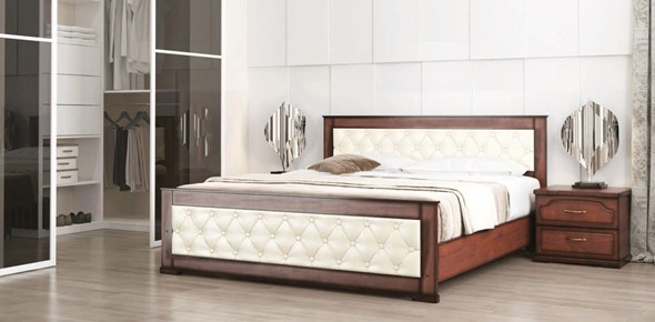 Кровать 2-спальная Стиль 2, 160х200, кожзам, с основанием в Архангельске - изображение