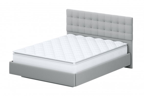 Двуспальная кровать №2 (универсальная 1,6х2,0) серия №2, белый/серый ткань/квадро серый ткань в Архангельске - изображение