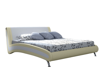 Спальная кровать Corso-2 140х200, Экокожа (Кремовый с белым) в Архангельске