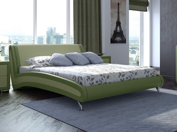 Кровать в спальню Corso-2 160х200, Экокожа (Олива и зеленое яблоко) в Архангельске