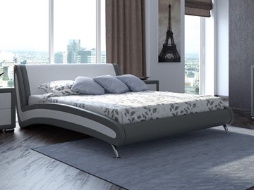 Кровать в спальню Corso-2 180х200, Экокожа (Серый с белым) в Архангельске