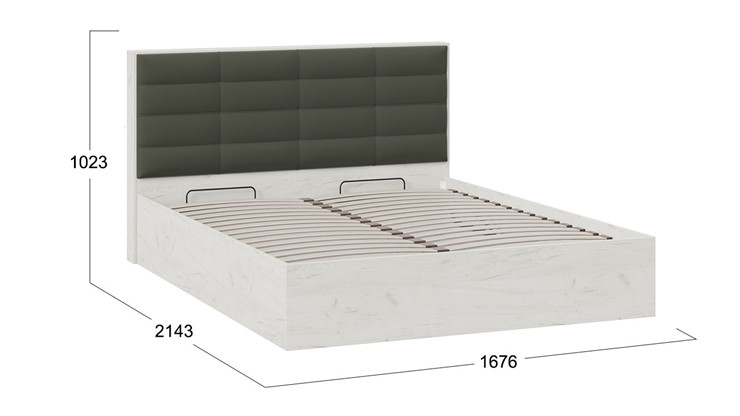 Кровать 2-спальная Агата тип 1 (Дуб крафт белый, Велюр Серый) в Архангельске - изображение 4