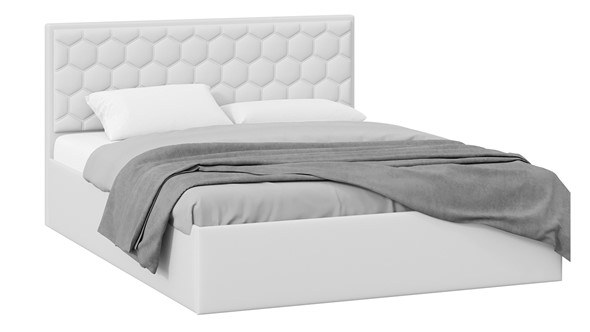 Кровать спальная с подъемным механизмом Порто (Экокожа белая Polo) без заглушины в Архангельске - изображение