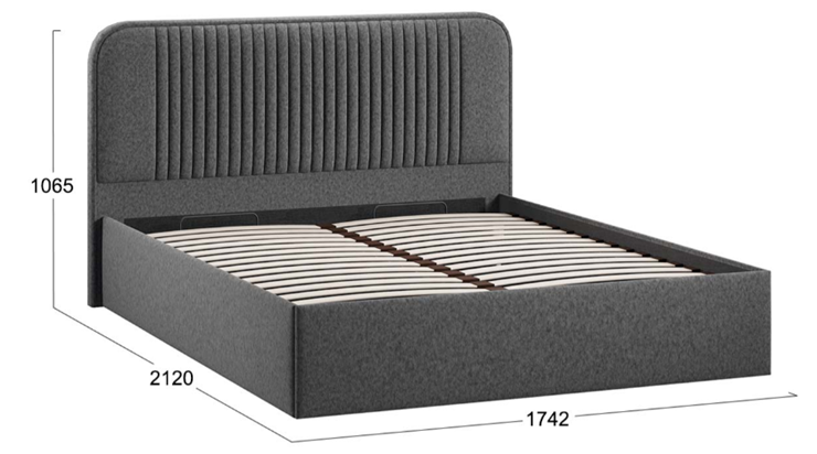 Кровать спальная с подъемным механизмом Тиффани тип 1 (Микровелюр Jercy Graphite) в Архангельске - изображение 3