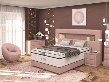 Двуспальная кровать Smart/Podium M 160х200, Флок (Велсофт Винтажный розовый) в Архангельске