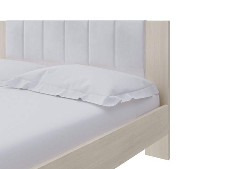 Кровать 2-спальная Soft 140x200, Дуб Шамони с экокожей белой в Архангельске - изображение 2