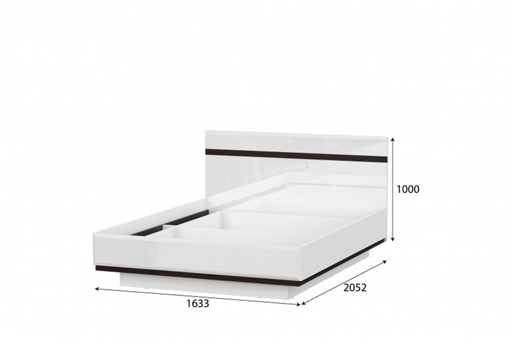 Двуспальная кровать Соло универсальная 1,6х2,0, белый/белый глянец/венге в Архангельске - изображение 1