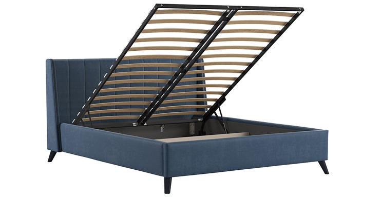 Двуспальная кровать с механизмом Мелисса 160,арт. Тори 83 велюр (серо-синий) + кроватное дно в Архангельске - изображение 2