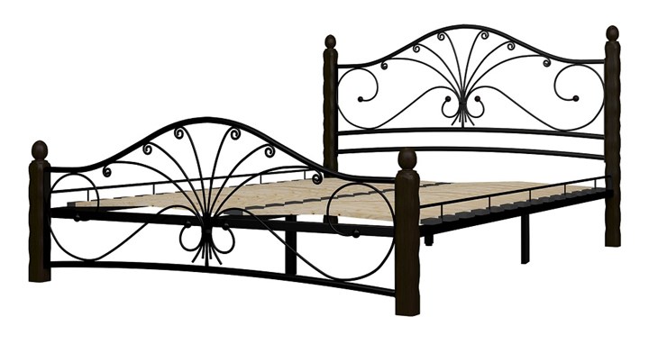 Кровать 1.5-спальная Фортуна 1, 1200, черный/шоколад в Архангельске - изображение 1