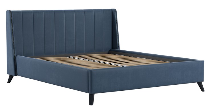 Двуспальная кровать с механизмом Мелисса 160,арт. Тори 83 велюр (серо-синий) + кроватное дно в Архангельске - изображение 1