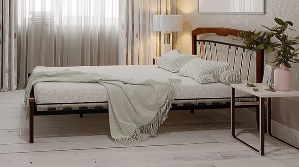 Спальная кровать Муза 4 Лайт, 1400, черный/махагон в Архангельске - изображение