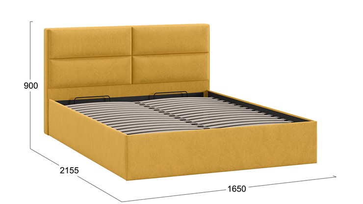 Кровать с механизмом двуспальная Глосс Тип 1 (Микровелюр Wellmart Yellow) в Архангельске - изображение 1