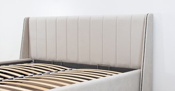 Кровать с подъемным механизмом Мелисса 160,арт. Тори 56 велюр (светло-бежевый) + кроватное дно в Архангельске - предосмотр 9