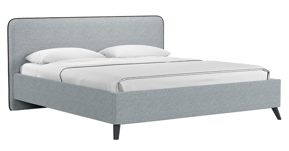 Двуспальная кровать с механизмом Миа, 180 Bravo grey (серый) / кант Лайт 10 Велюр (коричневый) + кроватное дно в Архангельске - изображение