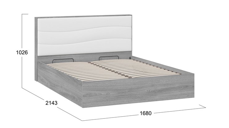 Кровать с механизмом двуспальная Миранда тип 1 (Дуб Гамильтон/Белый глянец) в Архангельске - изображение 1