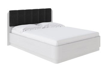 Двуспальная кровать с механизмом Wood Home 2 160х200, Велюр (Белая эмаль (сосна) с брашированием/Лама Темно-серый) в Архангельске