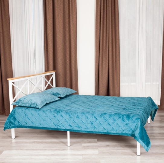 Кровать с основанием Iris (mod.9311) дерево гевея/металл, 160*200 см (Queen bed), Белый (White) в Архангельске - изображение 9