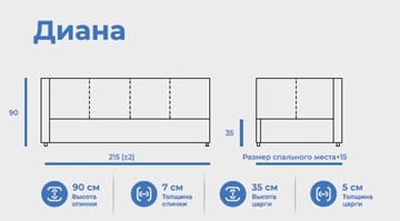 Диван-кровать Диана 80х200 с подъемным механизмом в Архангельске - предосмотр 2
