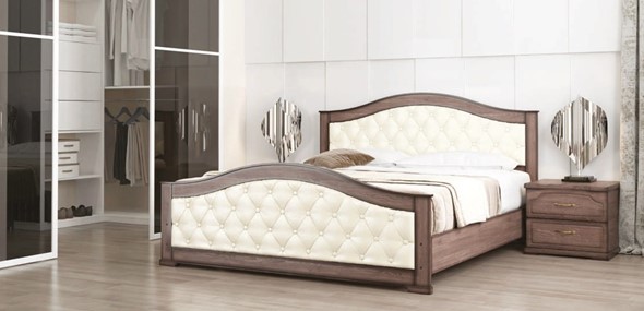 Кровать двуспальная Стиль 1, 160х190, кожзам, с основанием в Архангельске - изображение