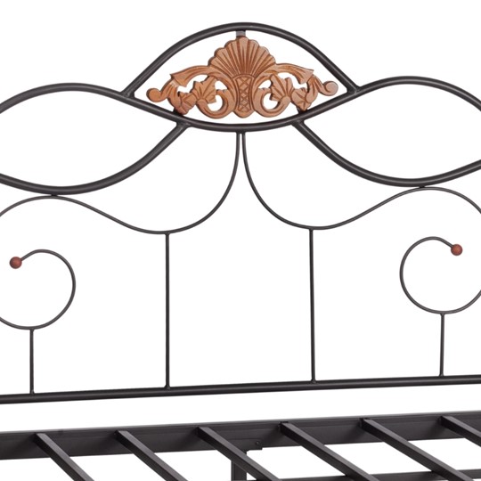 Спальная кровать Federica (mod. AT-881) дерево гевея/металл, 90*200 см (Day bed), красный дуб/черный в Архангельске - изображение 5