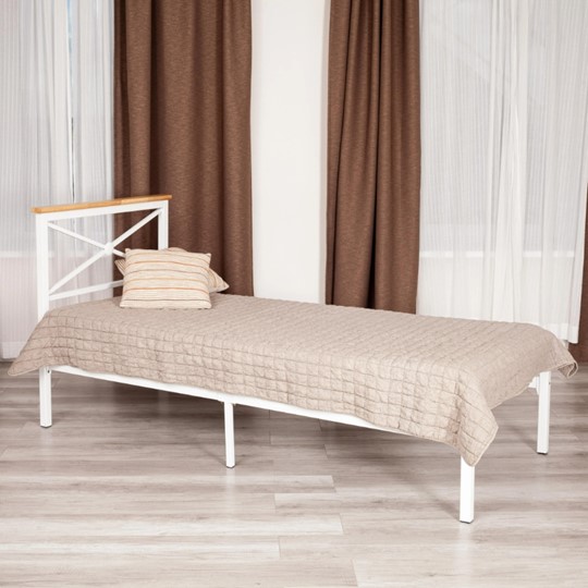 Односпальная кровать Iris (mod.9311) дерево гевея/металл, 90*200 см (Single bed), Белый (White) в Архангельске - изображение 8