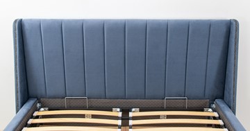 Полуторная кровать Мелисса 140, арт. Тори 83 велюр (серо-синий) + кроватное дно в Архангельске - предосмотр 8